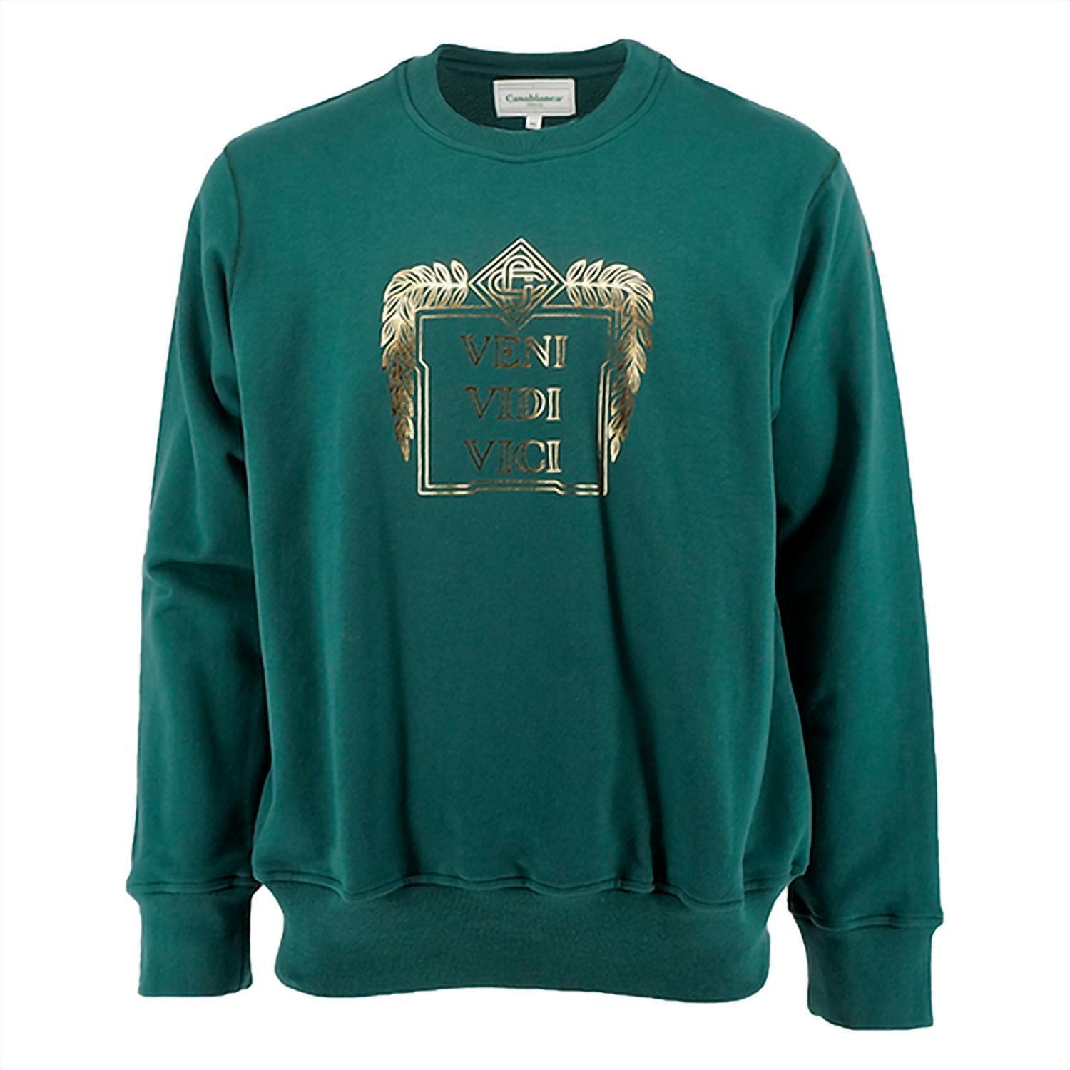 New Casablanca Men's Veni Vidi Vici Embroidered Sweatshirt - Plus In Green